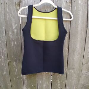 Unbranded neoprene top underbust tank black yellow unstretched ca 16.5 inches